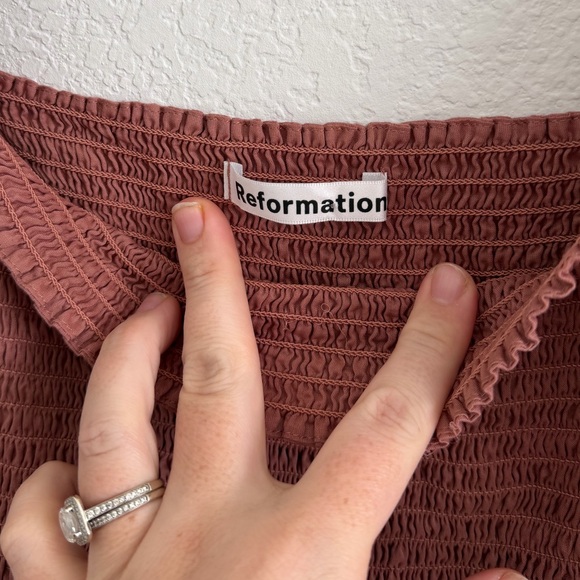 Reformation Dunes Square Neck Smocked Mini Dress size 4 - Picture 6 of 7